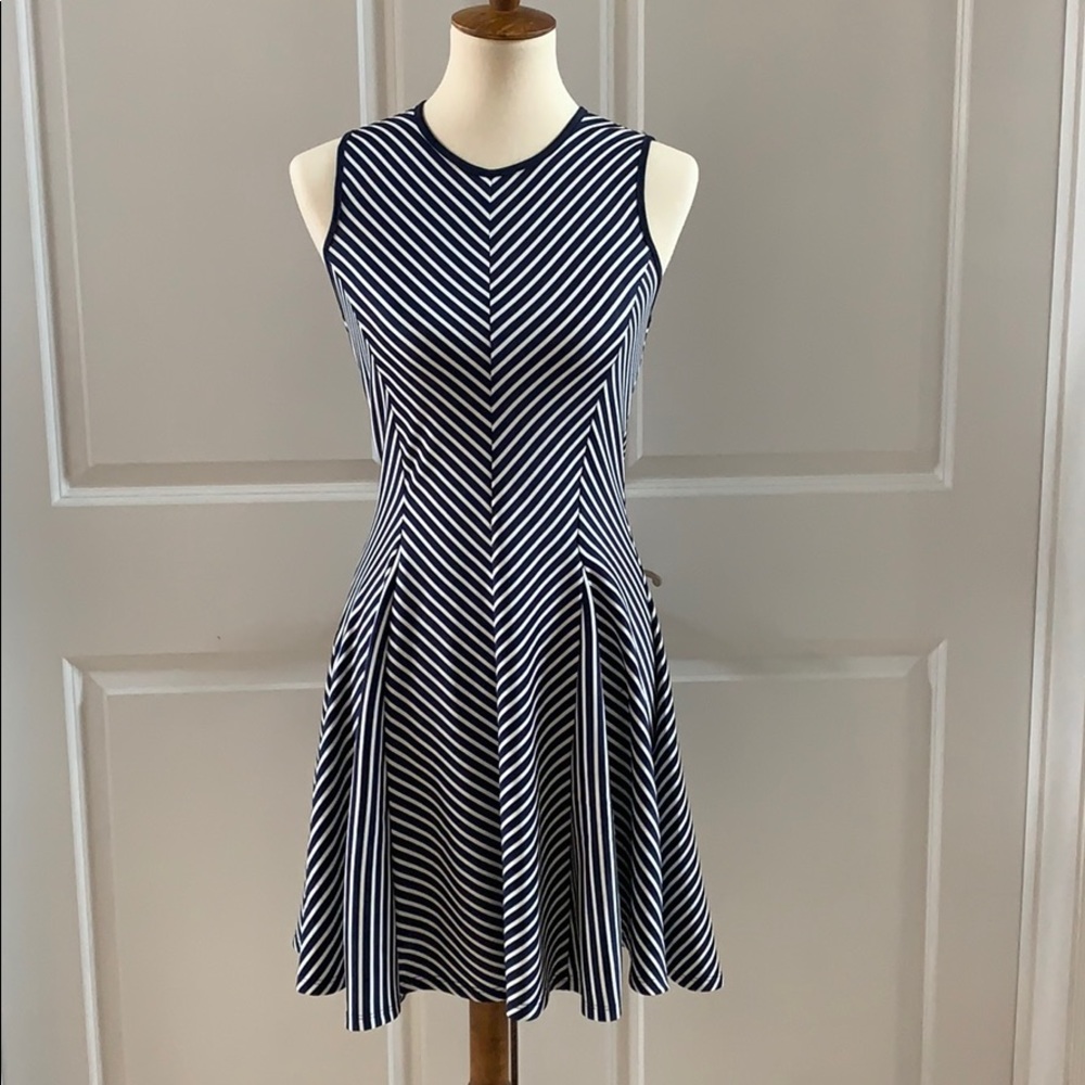 Navy and White Sleeveless Dress
